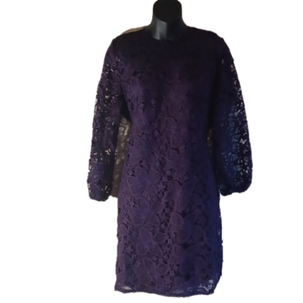 Nwt NY& C dark  purple floral lace dress .Size large. Perfect For Events.